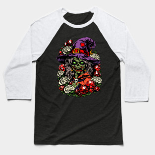 January Zombie Witch with Gems and Flowers Baseball T-Shirt