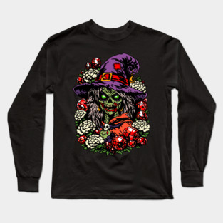 January Zombie Witch with Gems and Flowers Long Sleeve T-Shirt