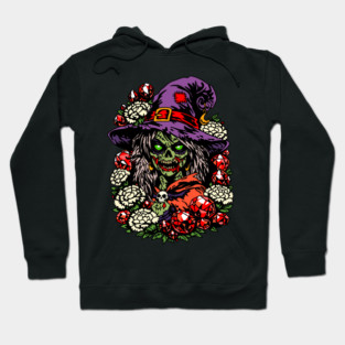 January Zombie Witch with Gems and Flowers Hoodie