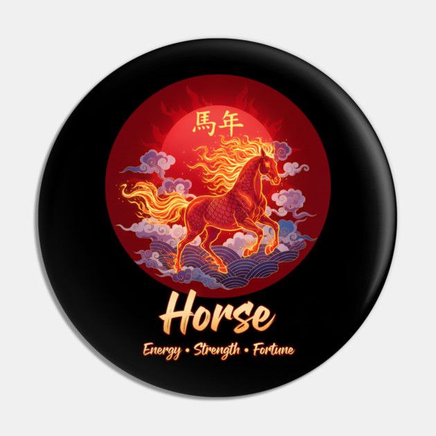 Year of the Horse  Chinese Zodiac Lunar New Year Fire Horse Pin by creative