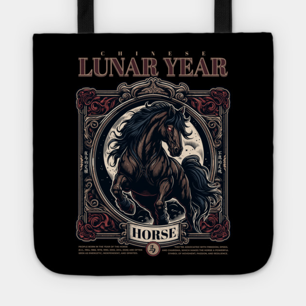 Chinese Lunar Year Horse Zodiac Vintage Astrology Design Tote by creative