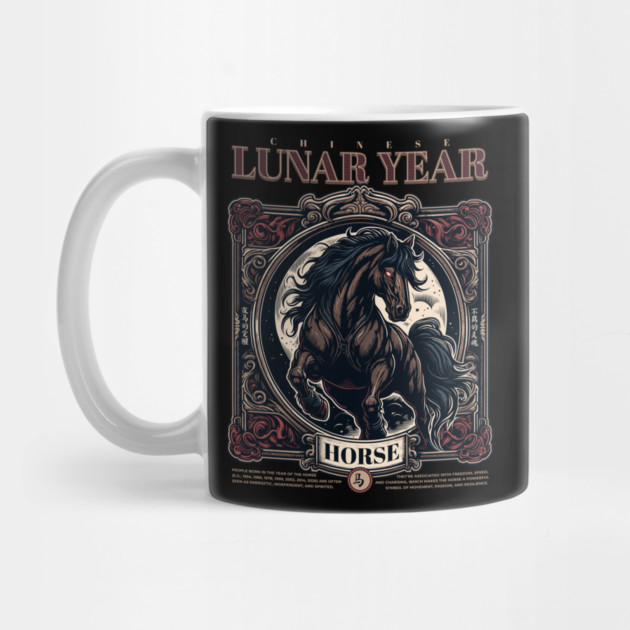 Chinese Lunar Year Horse Zodiac Vintage Astrology Design by creative