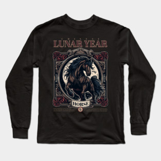Chinese Lunar Year Horse Zodiac Vintage Astrology Design Long Sleeve T-Shirt
