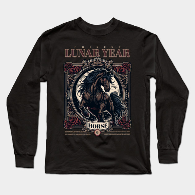Chinese Lunar Year Horse Zodiac Vintage Astrology Design Long Sleeve T-Shirt by creative