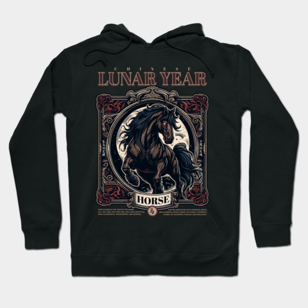 Chinese Lunar Year Horse Zodiac Vintage Astrology Design Hoodie by creative