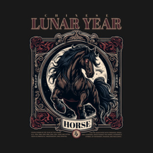 Chinese Lunar Year Horse Zodiac Vintage Astrology Design T-Shirt