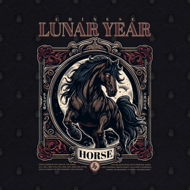 Chinese Lunar Year Horse Zodiac Vintage Astrology Design by creative