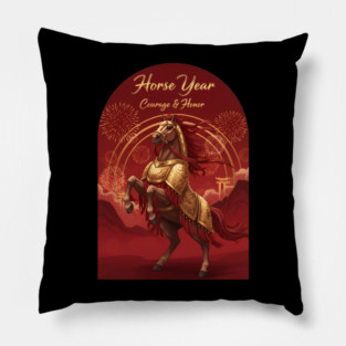 Year of the Horse Courage & Honor Chinese Zodiac 2026 Lunar New Year Pillow