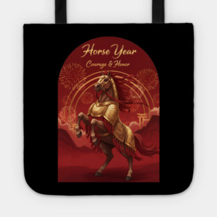 Year of the Horse Courage & Honor Chinese Zodiac 2026 Lunar New Year Tote