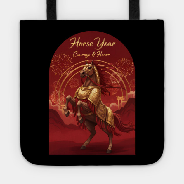 Year of the Horse Courage & Honor Chinese Zodiac 2026 Lunar New Year Tote by creative