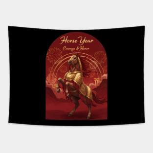 Year of the Horse Courage & Honor Chinese Zodiac 2026 Lunar New Year Tapestry