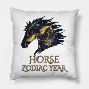 Horse Zodiac Year Astrology Constellation Chinese Sign for Lunar New Year Pillow
