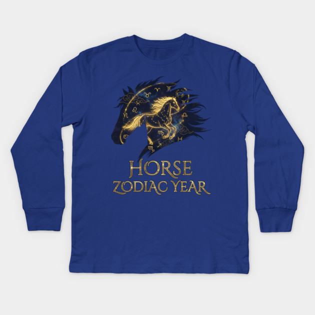 Horse Zodiac Year Astrology Constellation Chinese Sign for Lunar New Year Kids Long Sleeve T-Shirt by creative