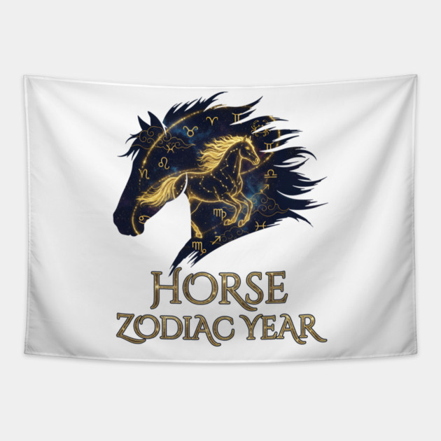 Horse Zodiac Year Astrology Constellation Chinese Sign for Lunar New Year Tapestry by creative