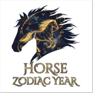 Horse Zodiac Year Astrology Constellation Chinese Sign for Lunar New Year Posters and Art