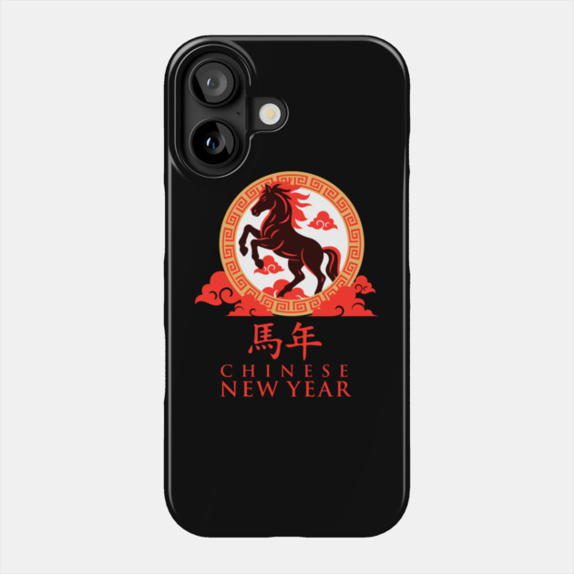 Year of the Horse Chinese New Year Zodiac Lunar Red Horse & Cloud Motif Phone Case by creative