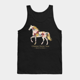 Chinese Year of the Horse Floral Zodiac Beauty & Grace Tank Top