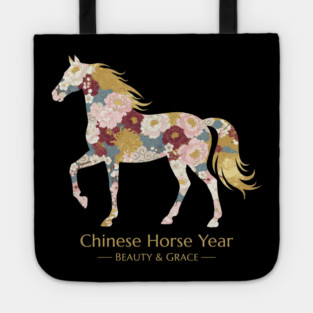 Chinese Year of the Horse Floral Zodiac Beauty & Grace Tote