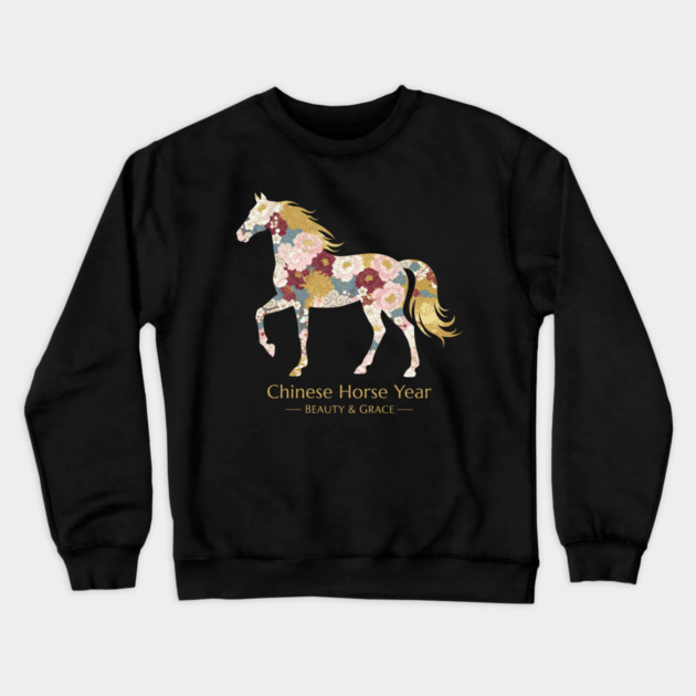Chinese Year of the Horse Floral Zodiac Beauty & Grace Crewneck Sweatshirt by creative