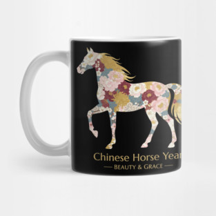 Chinese Year of the Horse Floral Zodiac Beauty & Grace Mug