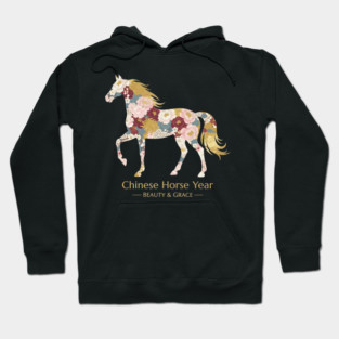 Chinese Year of the Horse Floral Zodiac Beauty & Grace Hoodie