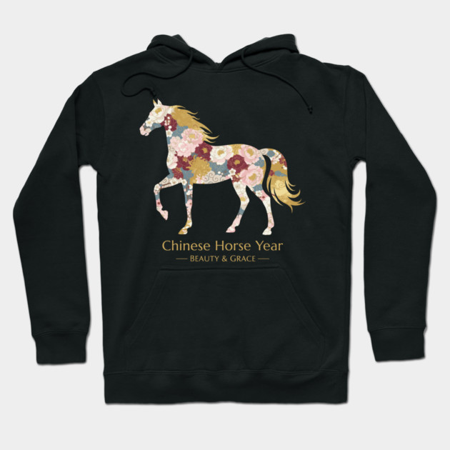 Chinese Year of the Horse Floral Zodiac Beauty & Grace Hoodie by creative