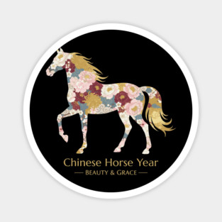 Chinese Year of the Horse Floral Zodiac Beauty & Grace Magnet