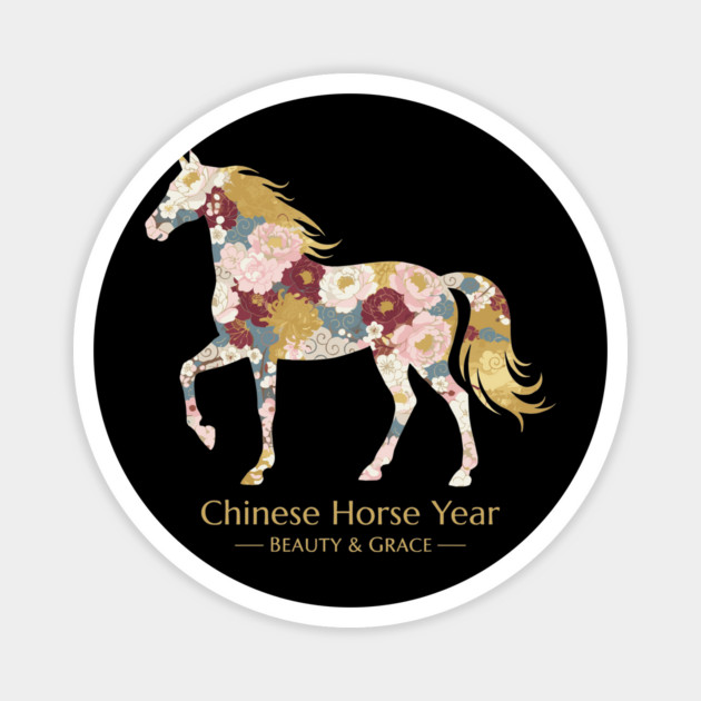 Chinese Year of the Horse Floral Zodiac Beauty & Grace Magnet by creative