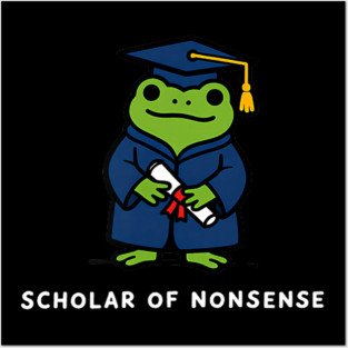 Funny Frog Graduation Scholar Of Nonsense Illustration Design Posters and Art
