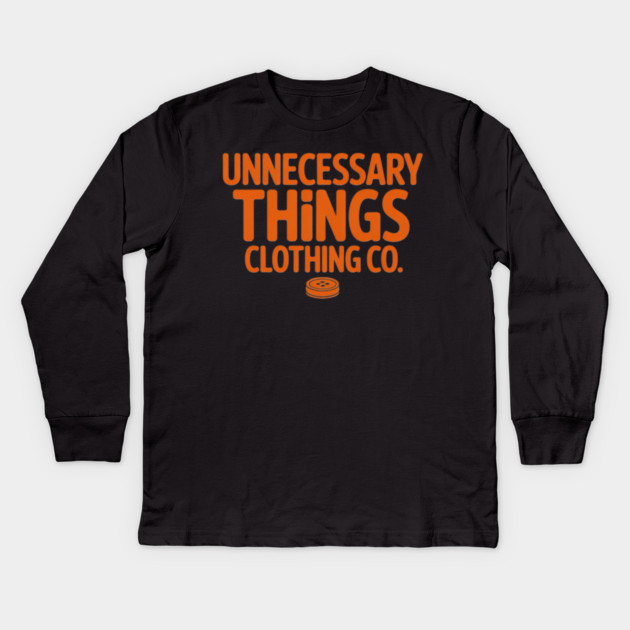 Unnecessary Things - Text Logo Kids Long Sleeve T-Shirt by Lou Johnson