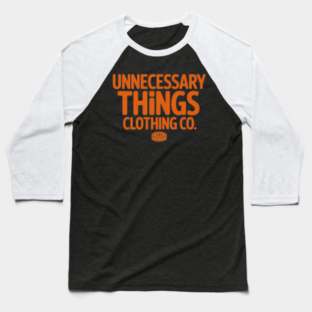Unnecessary Things - Text Logo Baseball T-Shirt by Lou Johnson