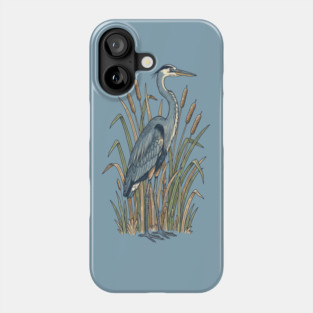 Vintage Great Blue Heron Botanical Nature Design Phone Case