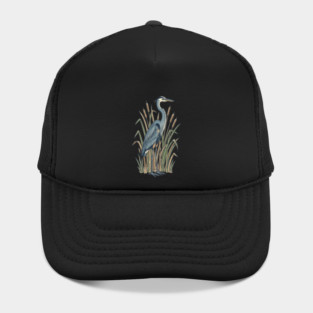 Vintage Great Blue Heron Botanical Nature Design Hat
