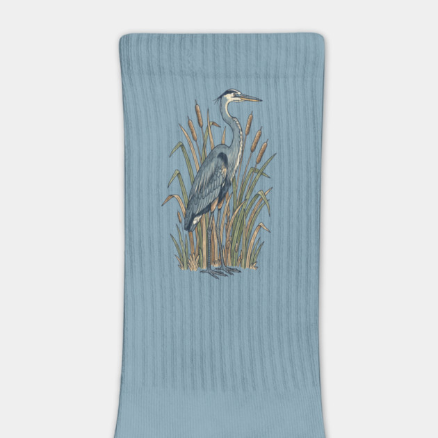 Vintage Great Blue Heron Botanical Nature Design by BirdsnStuff