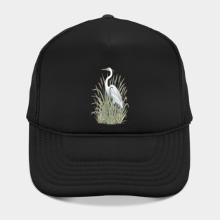 Vintage Great White Egret Wetland Botanical Art Hat