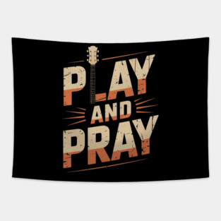Musician Bass Guitar Player Christian Guitar Play And Pray Tapestry