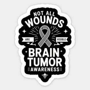 Brain Tumor Awareness Gray Ribbon Brain Cancer Support Sticker