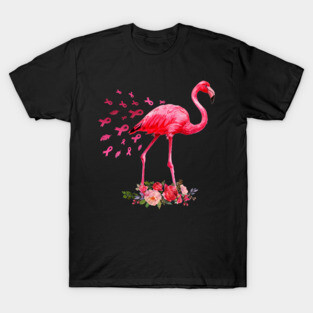 Flamingo Pink Ribbon Breast Cancer Awareness T-Shirt