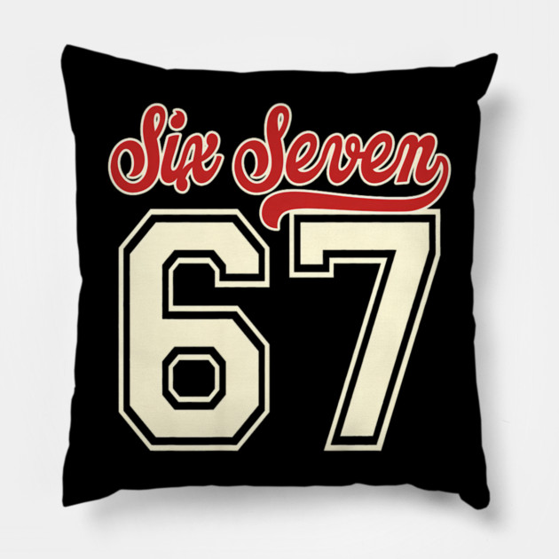 Number 67 Meme Six Seven Baseball Pillow by yangho