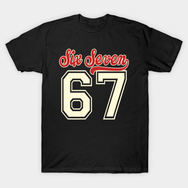 Number 67 Meme Six Seven Baseball T-Shirt by yangho