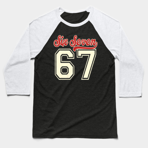 Number 67 Meme Six Seven Baseball Baseball T-Shirt by yangho