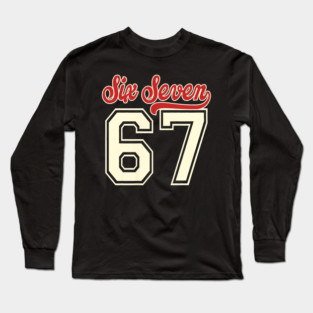 Number 67 Meme Six Seven Baseball Long Sleeve T-Shirt
