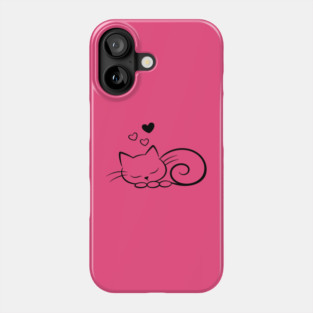 Minimal Sleeping Line Cat Art Phone Case