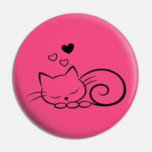 Minimal Sleeping Line Cat Art Pin