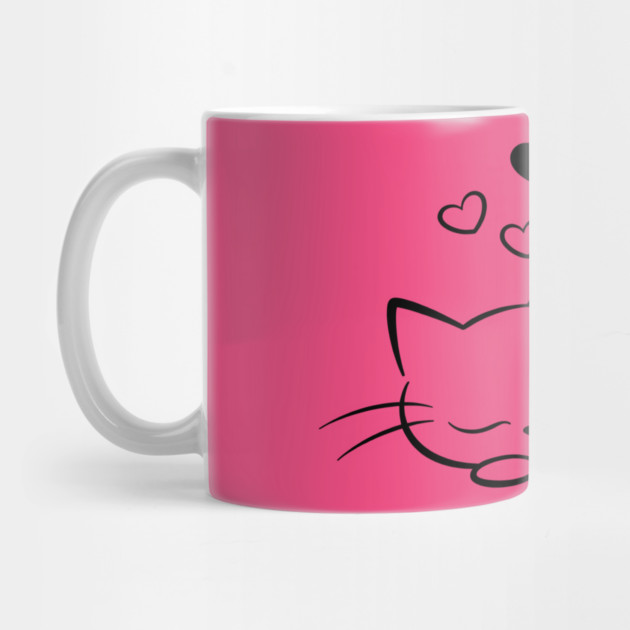 Minimal Sleeping Line Cat Art by Champanie's Store