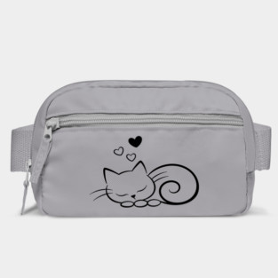 Minimal Sleeping Line Cat Art Bag