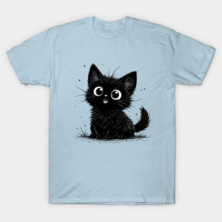 Adorable Black Kitten With Big Eyes T-Shirt