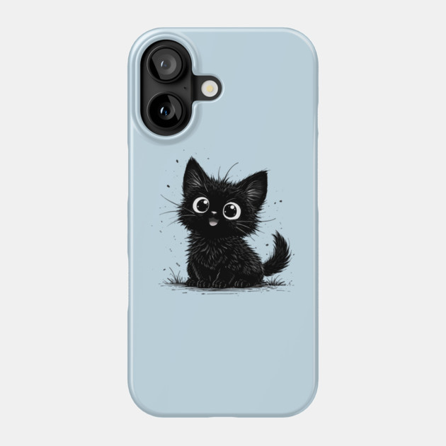 Adorable Black Kitten With Big Eyes Phone Case by Champanie's Store