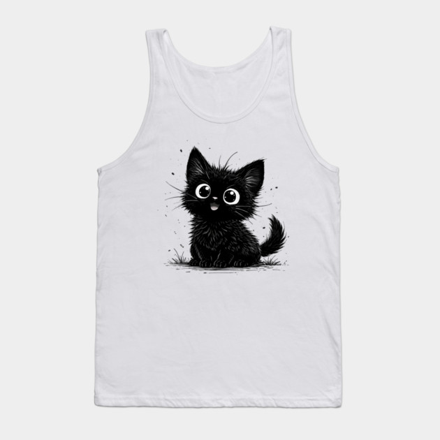 Adorable Black Kitten With Big Eyes Tank Top by Champanie's Store