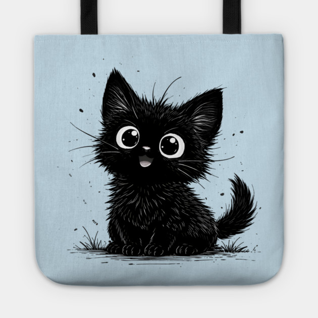 Adorable Black Kitten With Big Eyes Tote by Champanie's Store